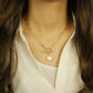 Gold Paperclip Chain Necklace with Coin Pearl Charm