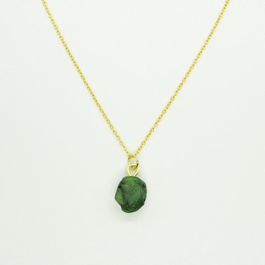 Raw Emerald Gemstone Necklace